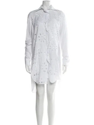 Pre-owned Ermanno Scervino Lace Pattern Mini Dress In White