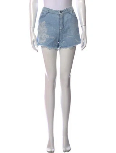 Pre-owned Ermanno Scervino Lace Pattern Mini Shorts In Blue