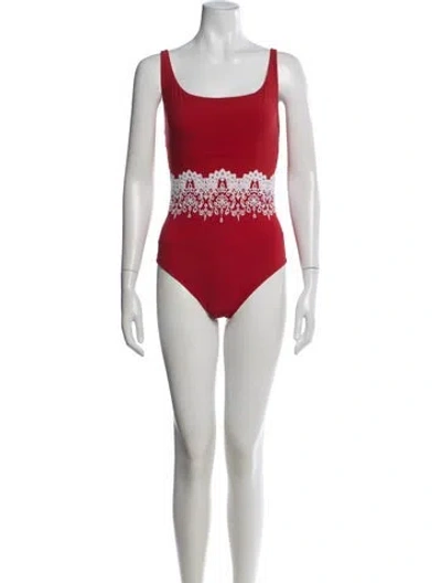 Pre-owned Ermanno Scervino Lace Pattern One-piece W/ Tags In Red