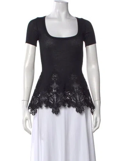 Pre-owned Ermanno Scervino Lace Pattern Scoop Neck Top In Black