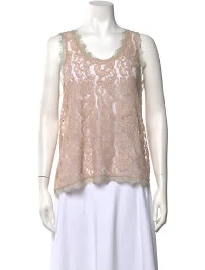 Pre-owned Ermanno Scervino Lace Pattern Scoop Neck Top In Neutrals