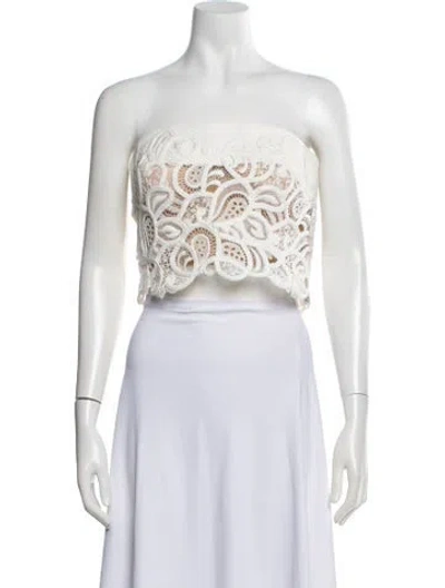 Pre-owned Ermanno Scervino Lace Pattern Strapless Crop Top In Blue