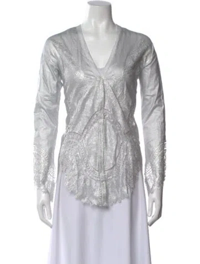 Pre-owned Ermanno Scervino Lace Pattern V-neck Top In Multi