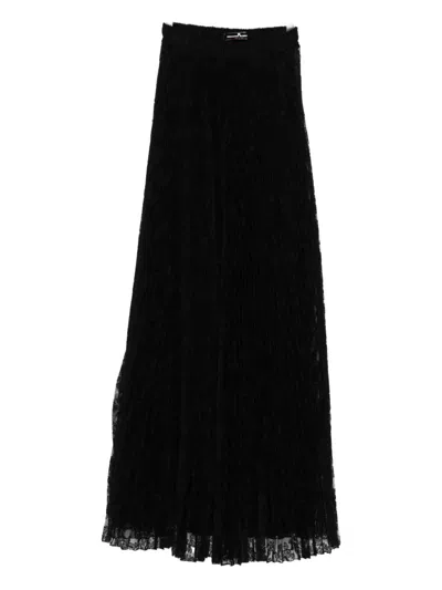 Ermanno Scervino Lace Pleated Maxi Skirt In Black