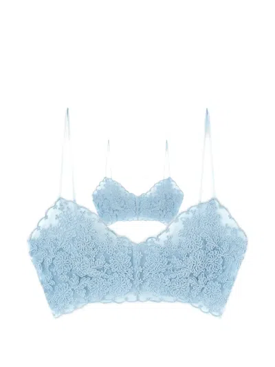 Ermanno Scervino Lace Scalloped Top In Blue