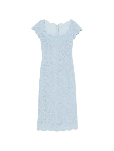 Ermanno Scervino Lace Scalloped-edge Midi Dress In Blue