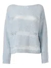 Ermanno Scervino Lace Sequin Boat-neck Sweater In Blue