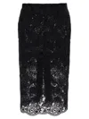 Ermanno Scervino Floral Lace Skirt Scalloped Hem In Black