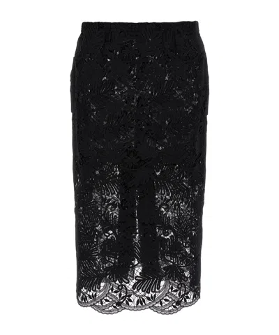 ERMANNO SCERVINO ERMANNO SCERVINO BACK SLIT MIDI LACE SKIRT