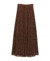 Ermanno Scervino Pleated Lace Maxi Skirt In Brown