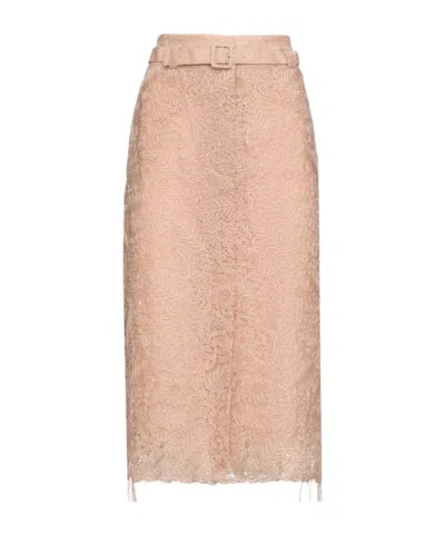 Ermanno Scervino Lace Skirt In Peach