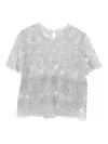 Ermanno Scervino Floral Lace Round Neck Sheer Top In Animal Print