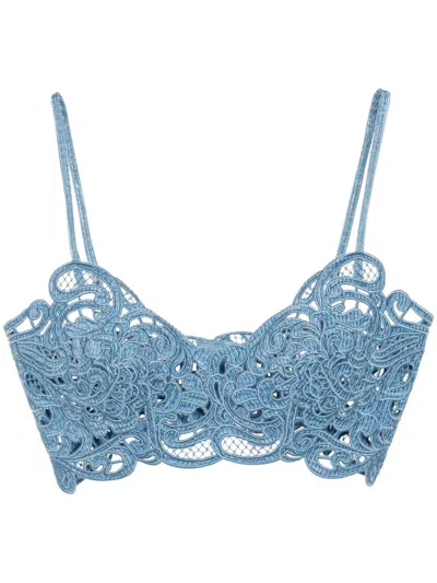 Ermanno Scervino Lace Top In Blue