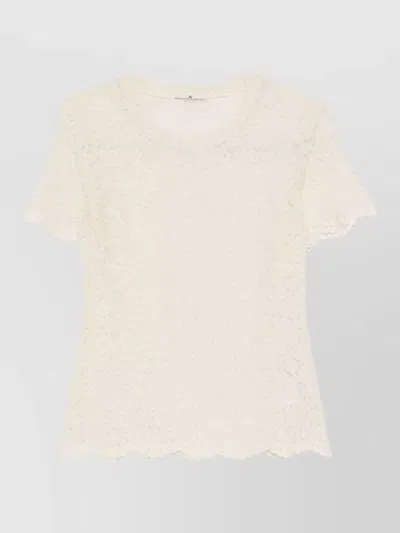 Ermanno Scervino Lace Top Short Sleeves Round Neck In Neutral