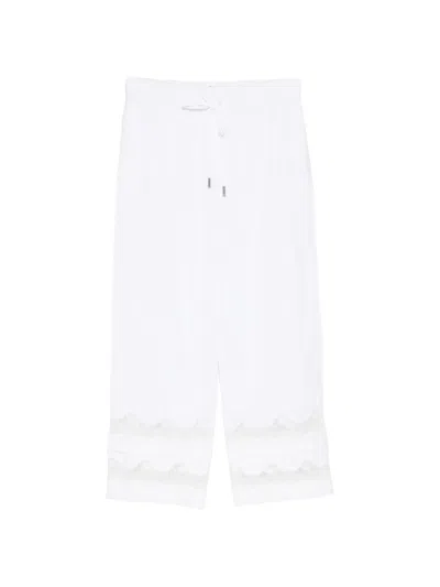 Ermanno Scervino Lace-trim Cropped Trousers In White