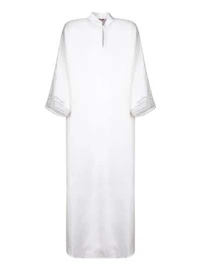 Ermanno Scervino Lace Trim Drop Shoulder Maxi Dress In White