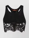 Ermanno Scervino Lace Trim Racerback Cropped Tank Top