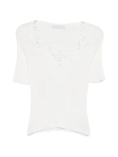Ermanno Scervino Lace-trim Ribbed T-shirt In White