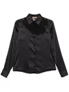 Ermanno Scervino Lace-trim Satin Shirt In Black