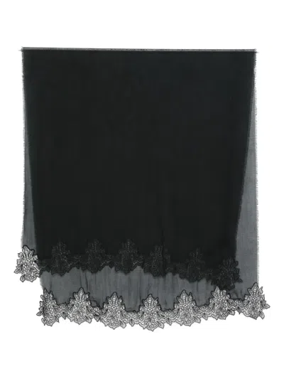 Ermanno Scervino Lace-trim Scarf In Brown