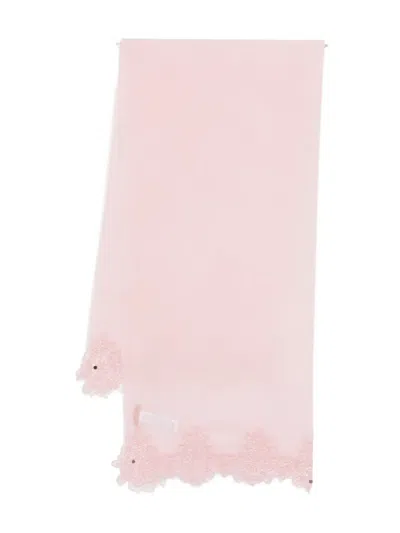 Ermanno Scervino Lace-trim Scarf In Pink