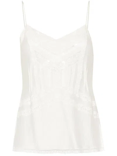 Ermanno Scervino Lace-trim Top In Neutrals