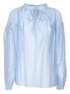 Ermanno Scervino Lace-trimmed Blouse In Blue