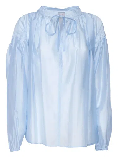Ermanno Scervino Lace-trimmed Blouse In Blue