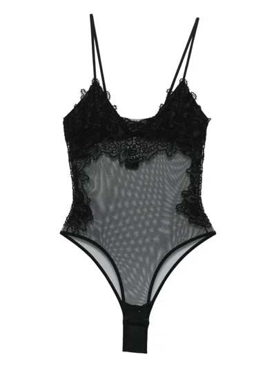 Ermanno Scervino Lace-trimmed Bodysuit In Black