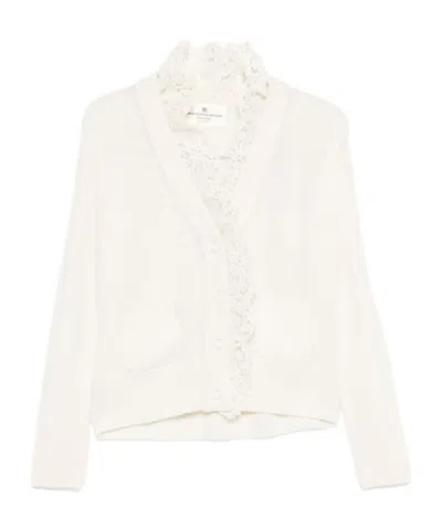 ERMANNO SCERVINO LACE-TRIMMED BUTTONED CARDIGAN
