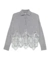 Ermanno Scervino Lace-trimmed Cashmere Cardigan In Gray