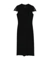 Ermanno Scervino Fitted Midi Dress With Lace Cap Sleeves In Black