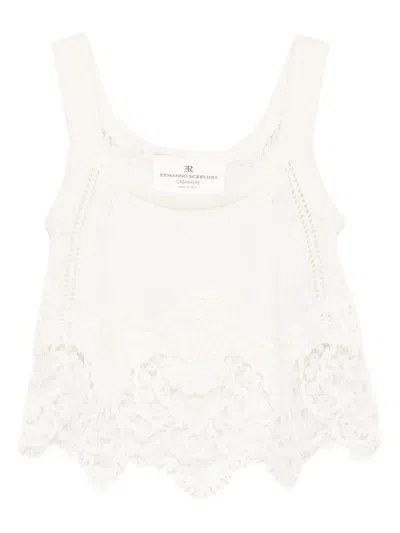 Ermanno Scervino Lace-trimmed Knitted Top In White