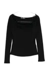 Ermanno Scervino Lace-trimmed Long-sleeve Top In Black