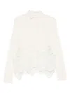 Ermanno Scervino Lace-trimmed Polo-neck Cardigan In White