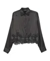 Ermanno Scervino Silk Shirt With Lace Trim In Black