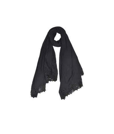 Ermanno Scervino Lace-trimmed Scarf In Black