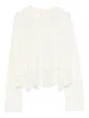 Ermanno Scervino Cropped Cashmere Sweater Lace Hem In White