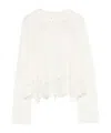 Ermanno Scervino Cropped Cashmere Sweater Lace Hem In White