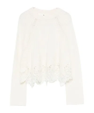 ERMANNO SCERVINO LACE-TRIMMED SWEATER