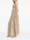 Ermanno Scervino Lace-trimmed Tiered Maxi Dress In Neutral