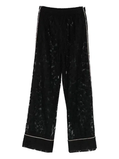 Ermanno Scervino Lace-trimmed Trousers In Black