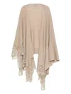 Ermanno Scervino Lace-trimmed Wool Cape