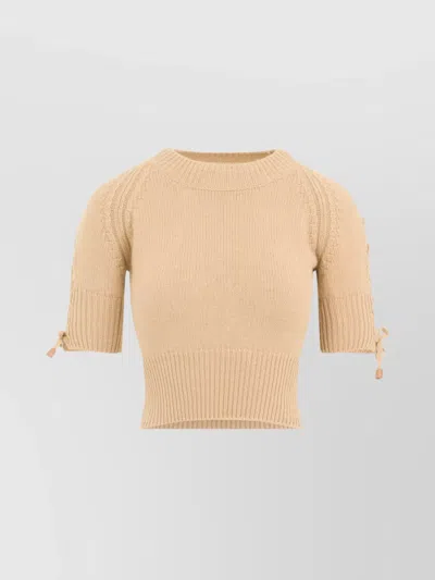 Ermanno Scervino Lace-up Crew Neck Knit Top In Black