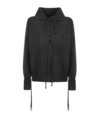 Ermanno Scervino Lace-up Knitwear In Black