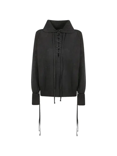 Ermanno Scervino Lace-up Sweater In Black