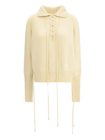 Ermanno Scervino Lace-up Sweater In Neutral