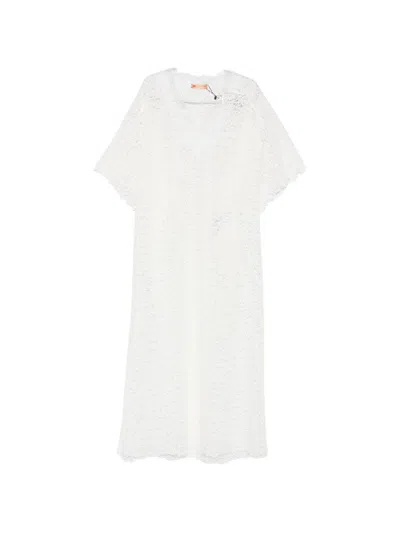 Ermanno Scervino V-neck Beach Dress In White