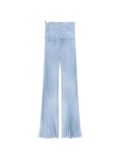 Ermanno Scervino Lace-appliqué Pleated Trousers In Blue