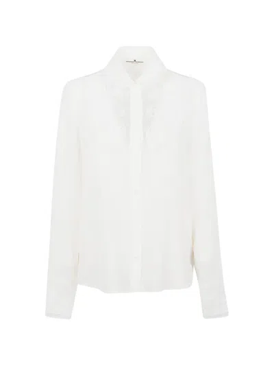 Ermanno Scervino Lace-appliqué Silk Shirt In White